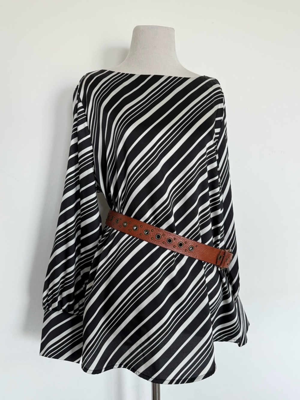 Chico's Black and White Striped Top
